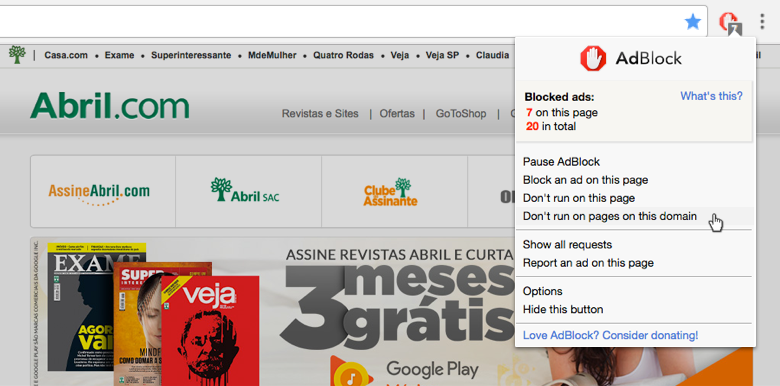 Como desabilitar o plugin AdBlock