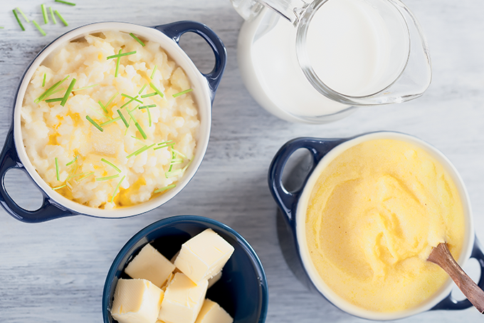 Compare: polenta cremosa e purê de batata