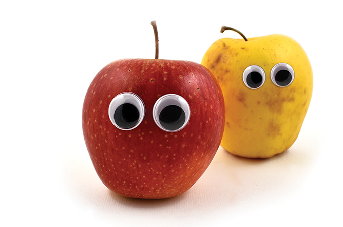 uma maçã e uma pera